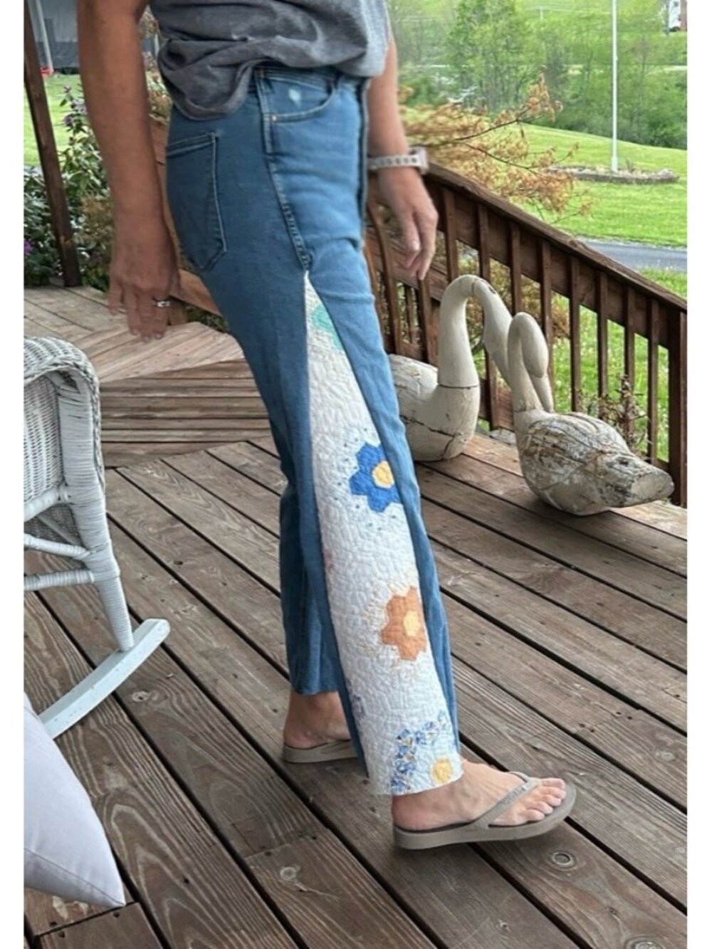 Wrangler High Rise Homemade Vintage Quilt Inset Jeans 12